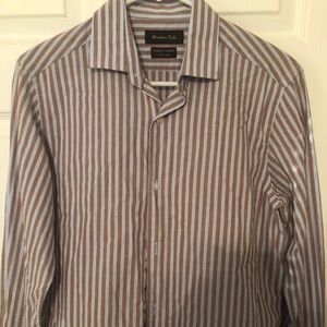 Massimo Dutti Men’s Small Button Shirt, Blue/Gray